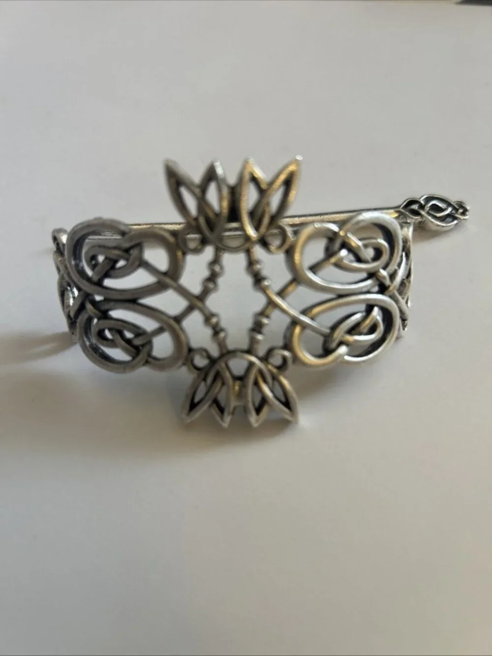 Celtic Hair Barrette Clip Antique Silver Zinc Alloy Celtic Medieval Knot Design